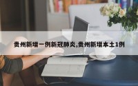 贵州新增一例新冠肺炎,贵州新增本土1例
